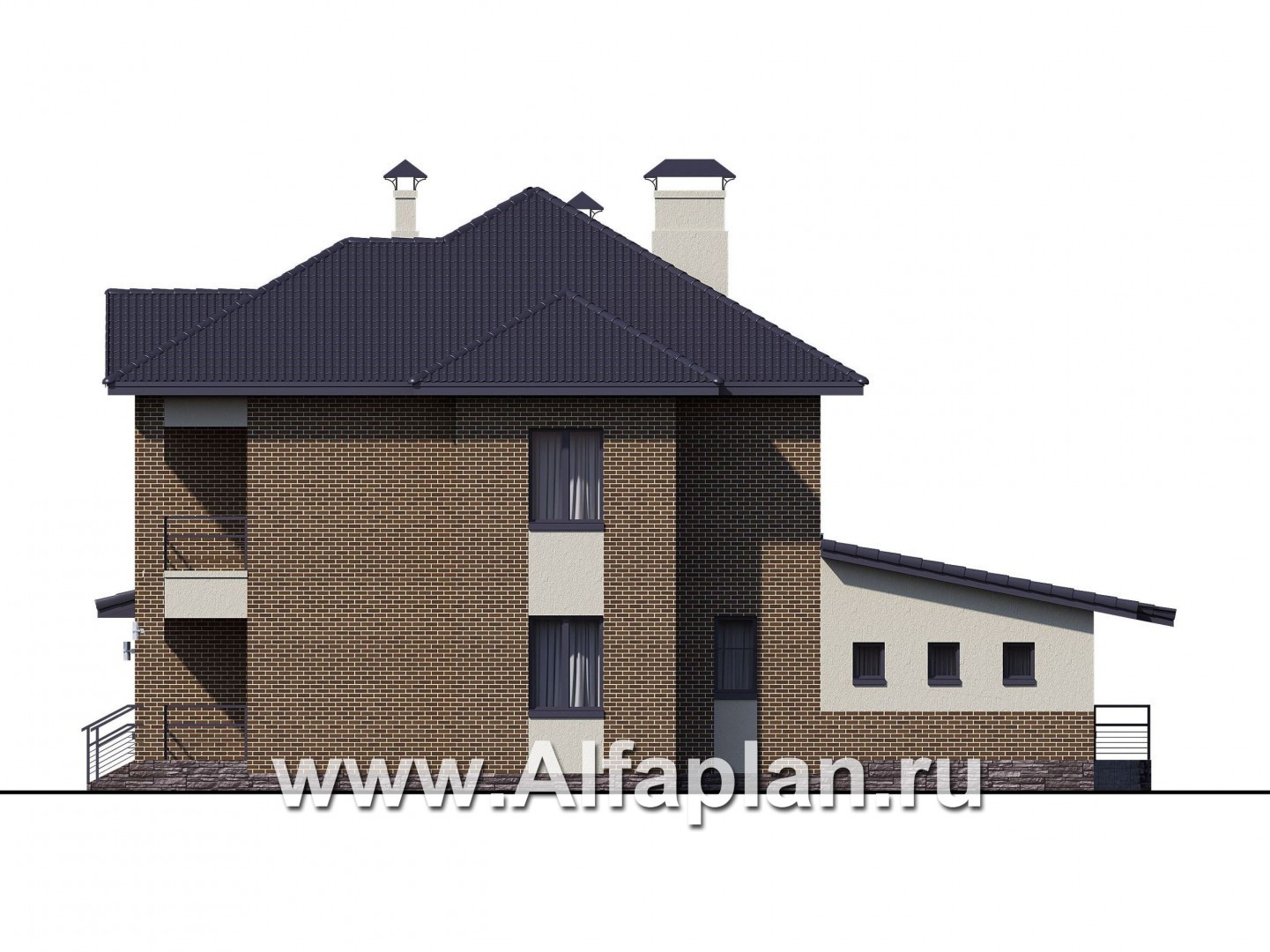 Проекты домов Альфаплан - «Арно» - классический особняк с двусветной столовой и бассейном - изображение фасада №2