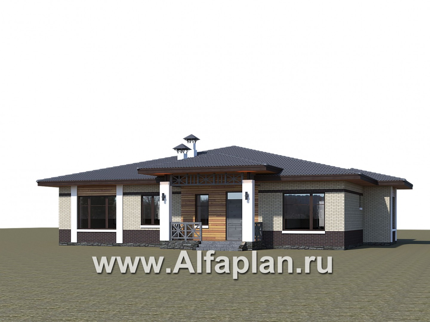 Проекты домов Альфаплан - «Аризона» - уютный одноэтажный дом с террасой - дополнительное изображение №1