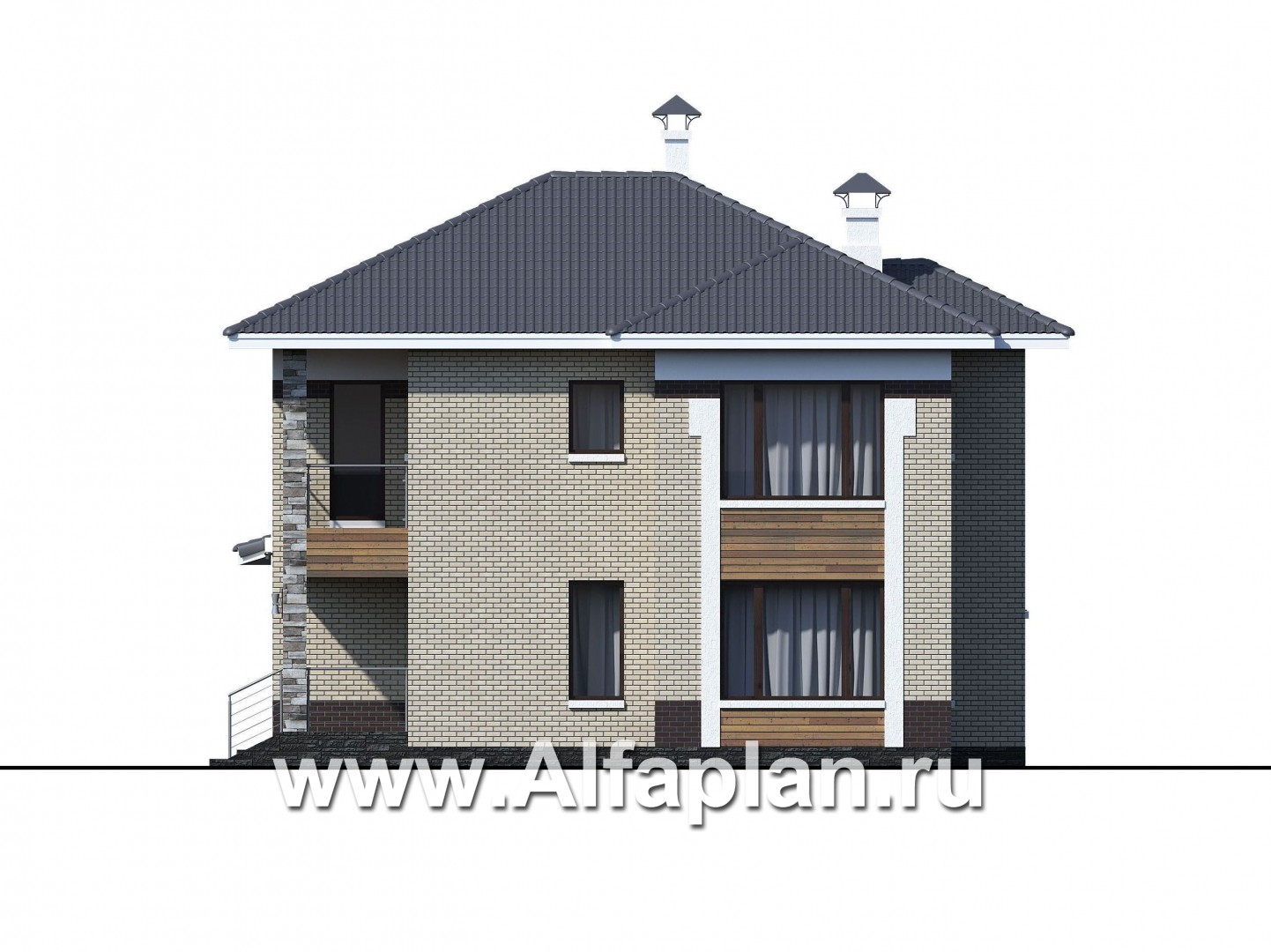 Проекты домов Альфаплан - «Фрида» - проект современного двухэтажного дома с удобной планировкой - изображение фасада №2