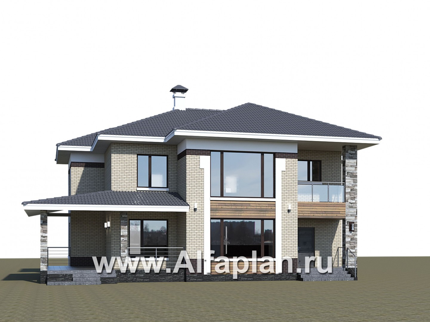 Проекты домов Альфаплан - «Фрида» - проект современного двухэтажного дома с удобной планировкой - дополнительное изображение №3