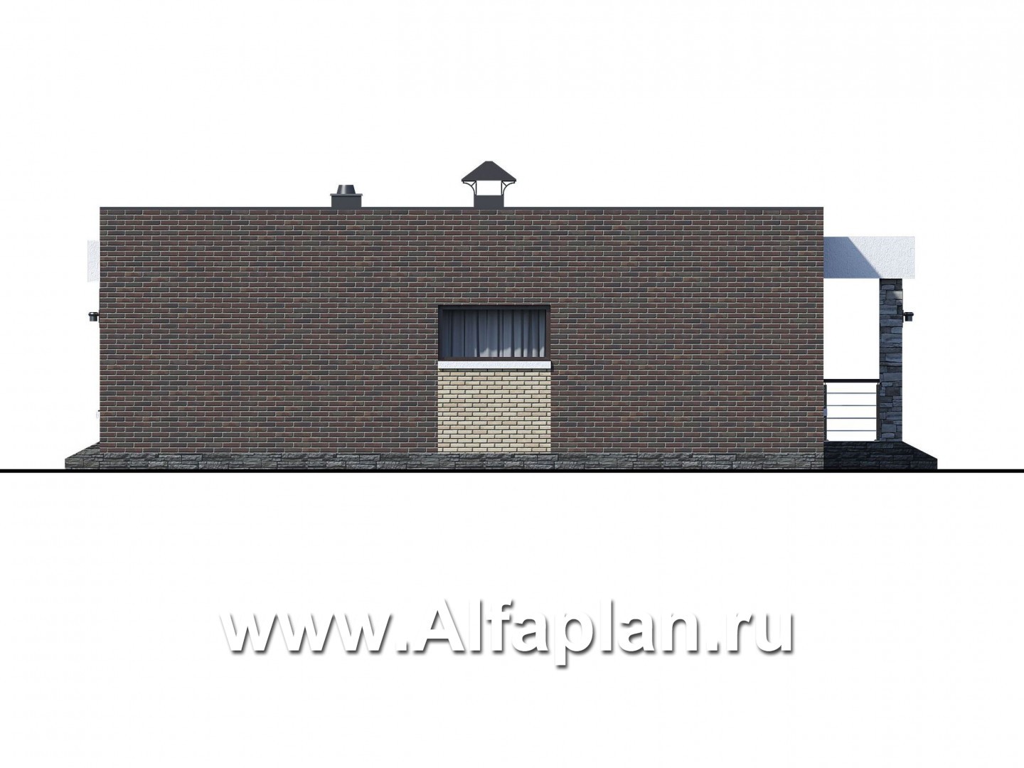 «Бенуа» - современный проект одноэтажного дома, с террасой, с плоской кровлей - фасад дома