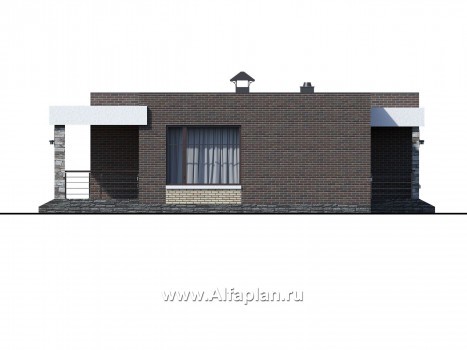 «Бенуа» - современный проект одноэтажного дома, с террасой, с плоской кровлей - превью фасада дома