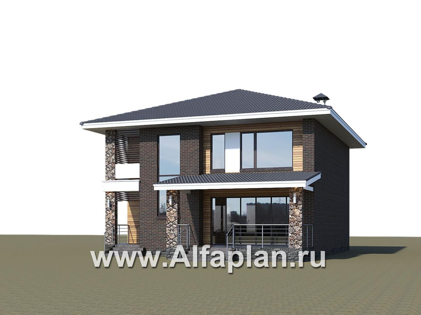 Проекты домов Альфаплан - «Эрго» - проект компактного дома 10х10м с удобной планировкой - дополнительное изображение №2