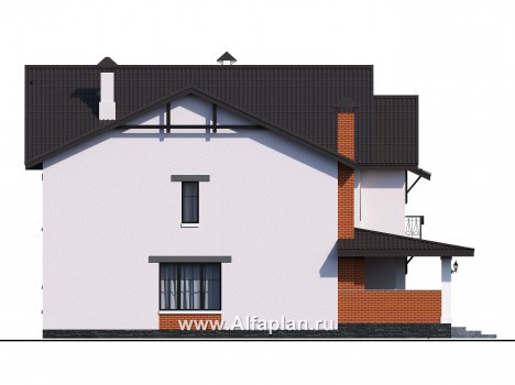 «Сафо» - проект двухэтажного дома из газобетона, американский стиль, с сауной и с террасой - превью фасада дома