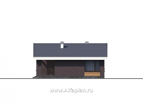 Проекты домов Альфаплан - «Бета» - проект одноэтажного каркасного дома с террасой со стороны входа - превью фасада №3