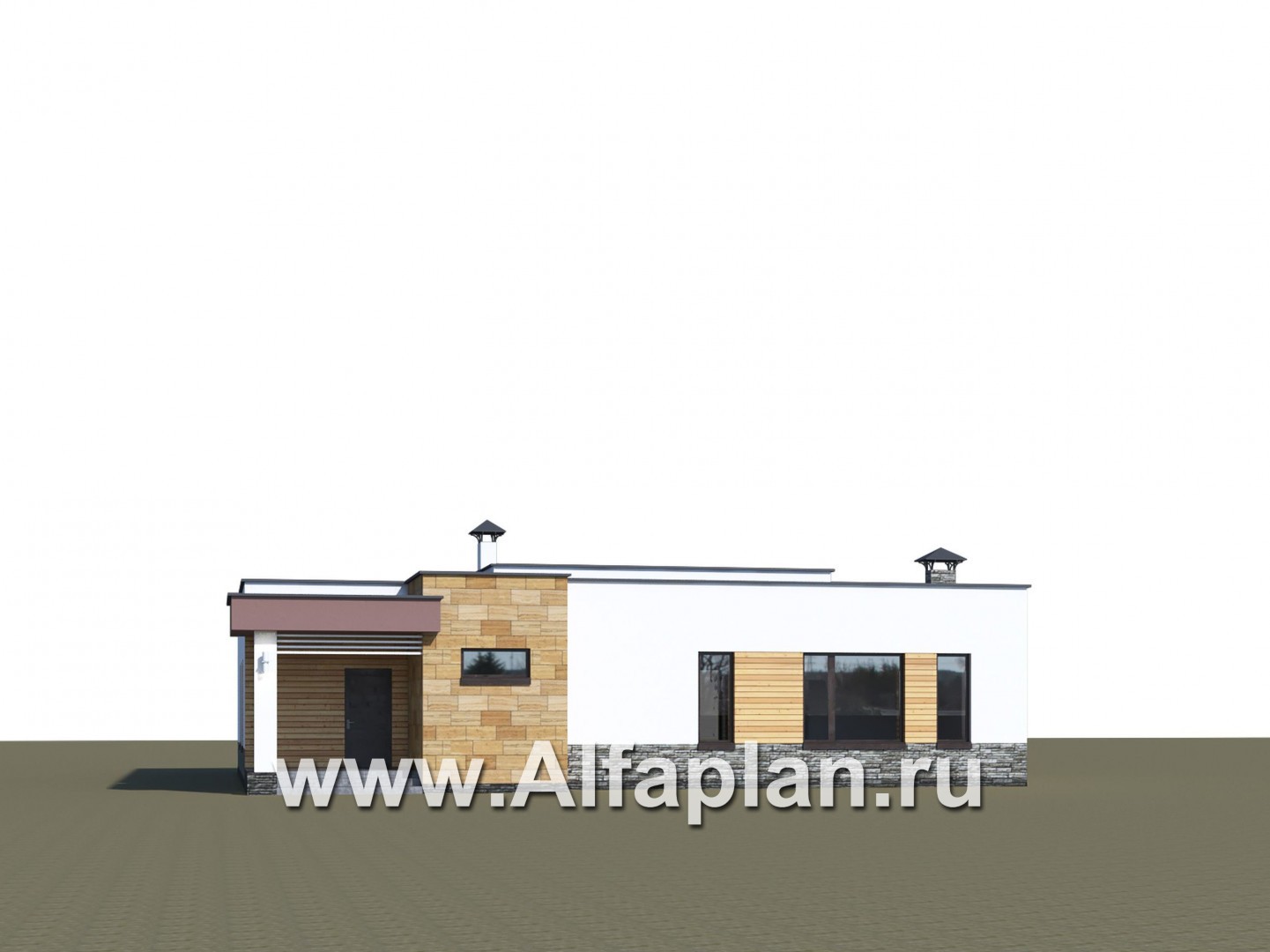 Проекты домов Альфаплан - «Ниагара» - современный одноэтажный коттедж с плоской кровлей - дополнительное изображение №1