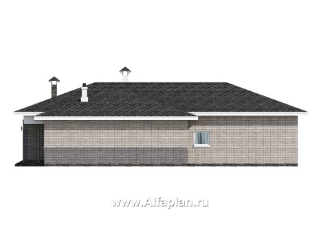Проекты домов Альфаплан - «Юкон» - проект просторного одноэтажного коттеджа с террасой - превью фасада №2