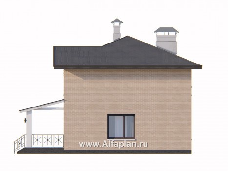 «Серебро» - проект двухэтажного дома, вход через террасу с южных направлений - превью фасада дома