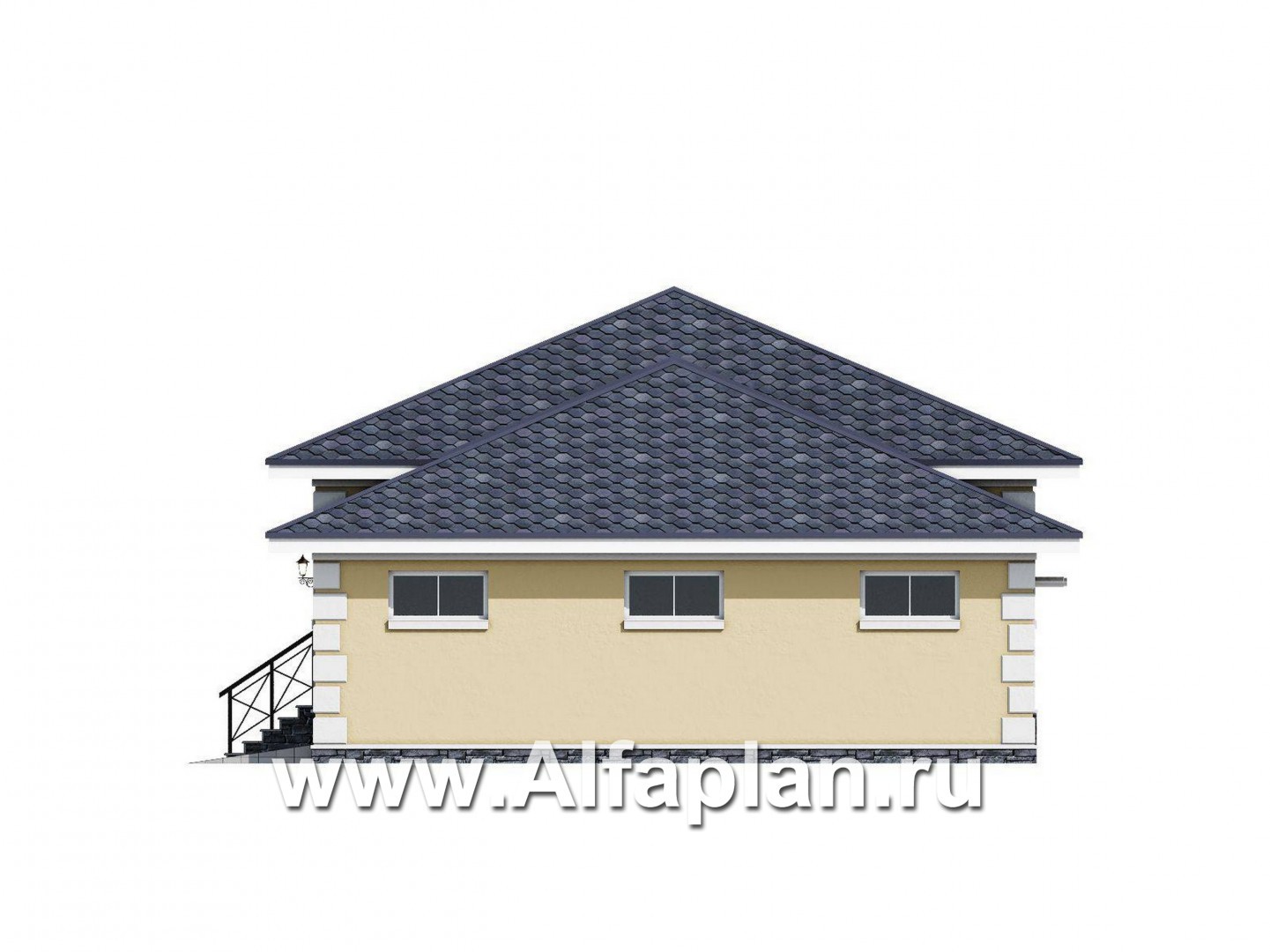Проекты домов Альфаплан - "Вотчина" - проект одноэтажного дома в классическом стиле - изображение фасада №2