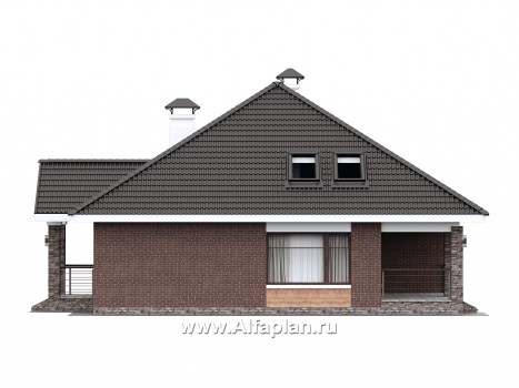 Проекты домов Альфаплан - "Перспектива" - проект компактного дома с мансардой - превью фасада №2