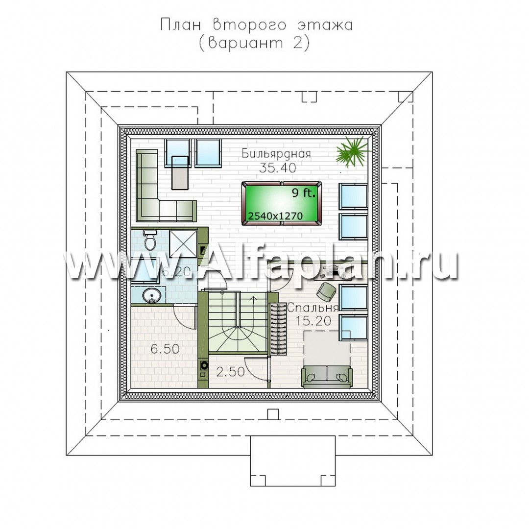 Проекты домов Альфаплан - "Перспектива" - проект компактного дома с мансардой - изображение плана проекта №3