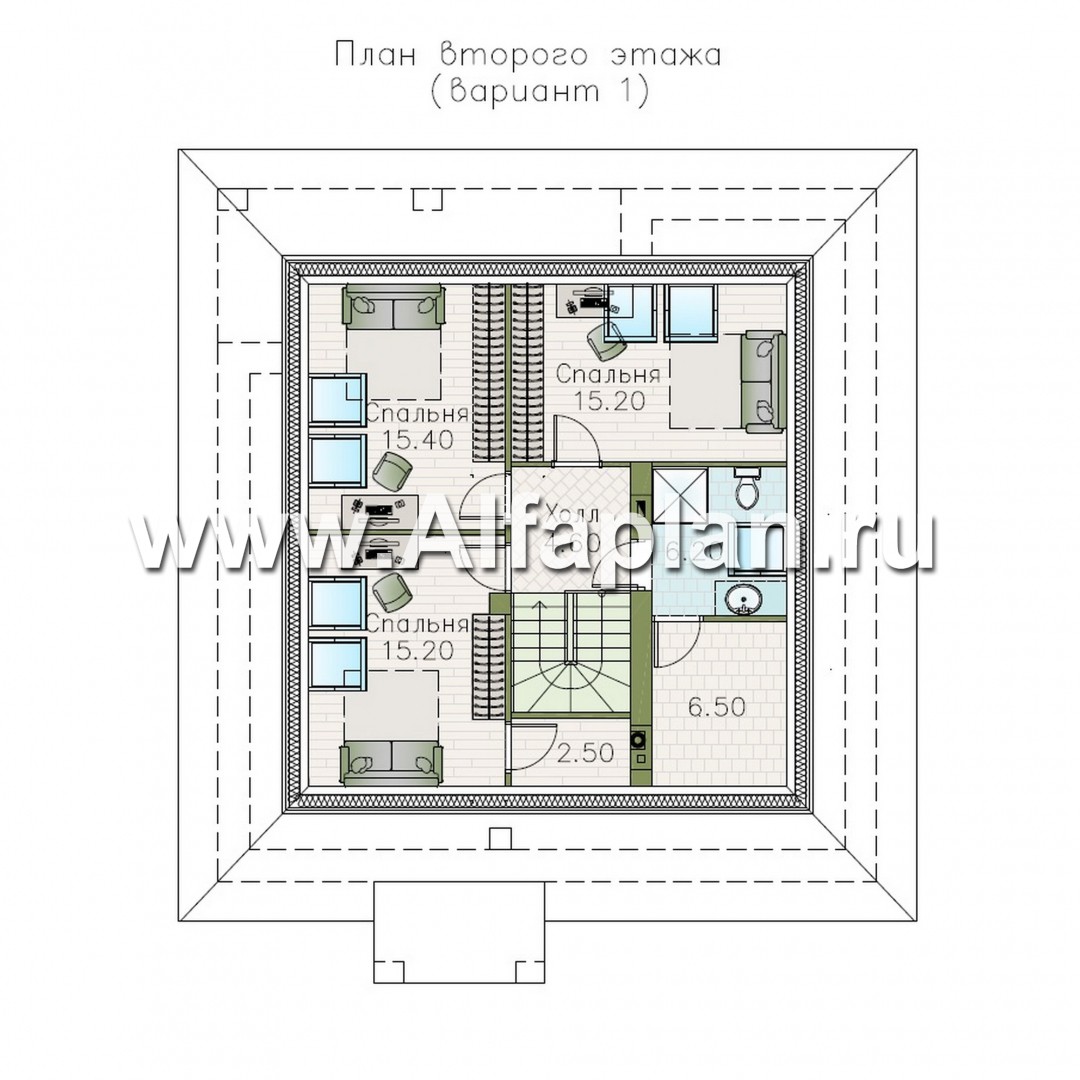 Проекты домов Альфаплан - "Перспектива" - проект компактного дома с мансардой - изображение плана проекта №2