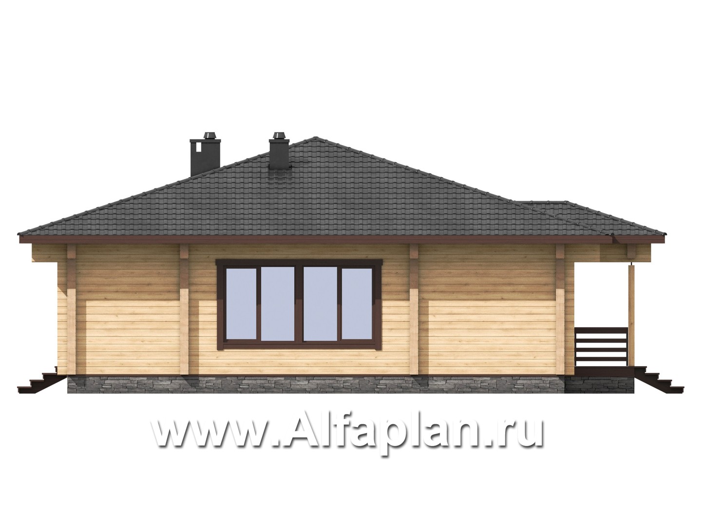Проекты домов Альфаплан - Проект одноэтажного  дома  из бруса для отдыха - изображение фасада №3