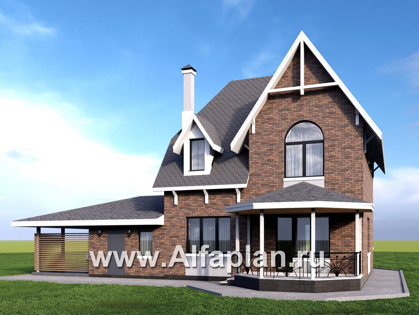 Проекты домов Альфаплан - Проект двухэтажного дома с эркером и гаражом - дополнительное изображение №2