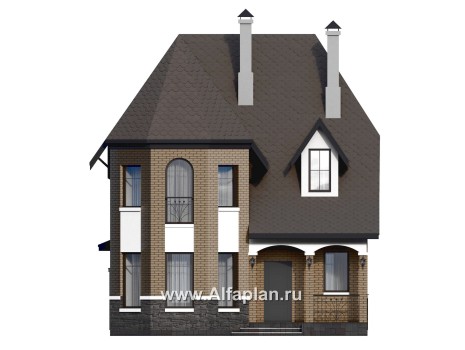 Проекты домов Альфаплан - Проект двухэтажного дома с эркером - превью фасада №1