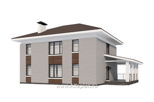 Проекты домов Альфаплан - "Вермеер" - проект двухэтажного дома с лестницей в гостиной - превью дополнительного изображения №2