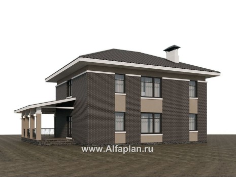Проекты домов Альфаплан - "Вермеер" - проект двухэтажного дома с эркером и лестницей в гостиной - превью дополнительного изображения №2
