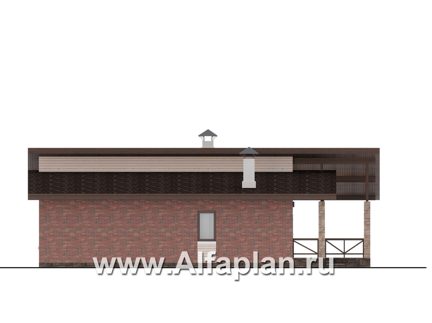 Проекты домов Альфаплан - "Аметист" - экономичный одноэтажный дом с современной кровлей - изображение фасада №3