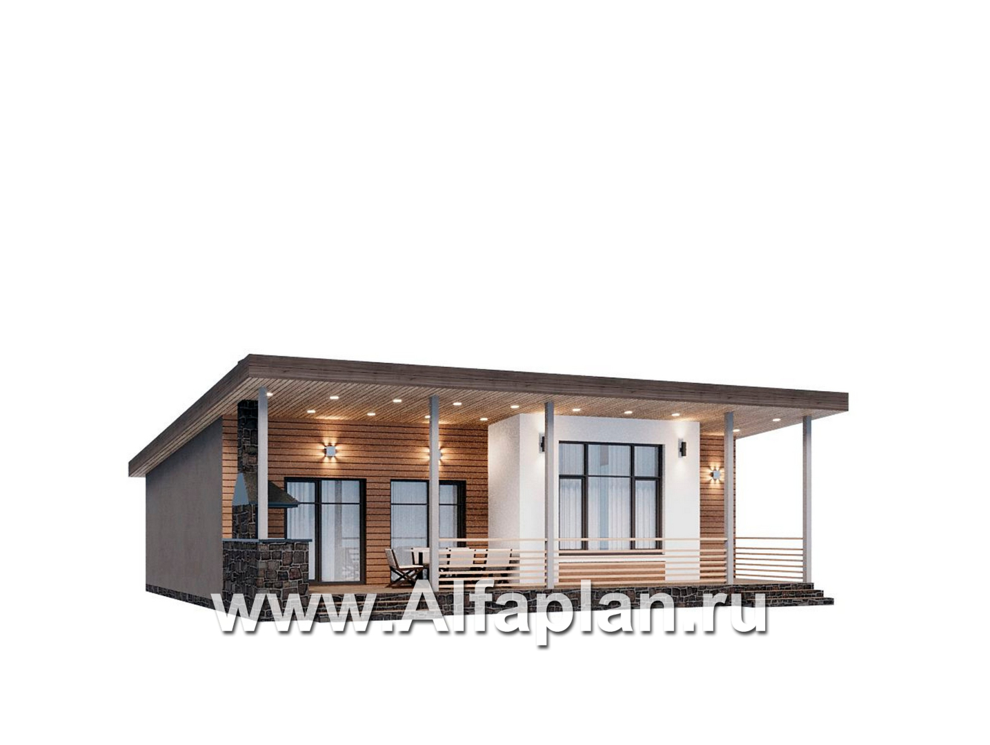 Проекты домов Альфаплан - "Талисман" - проект одноэтажного дома с односкатной кровлей - дополнительное изображение №1