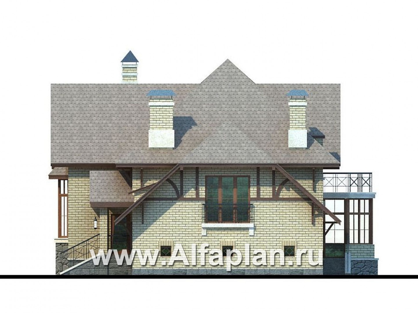 Проекты домов Альфаплан - «Вернигероде» - загородный дом с мансардой - изображение фасада №2
