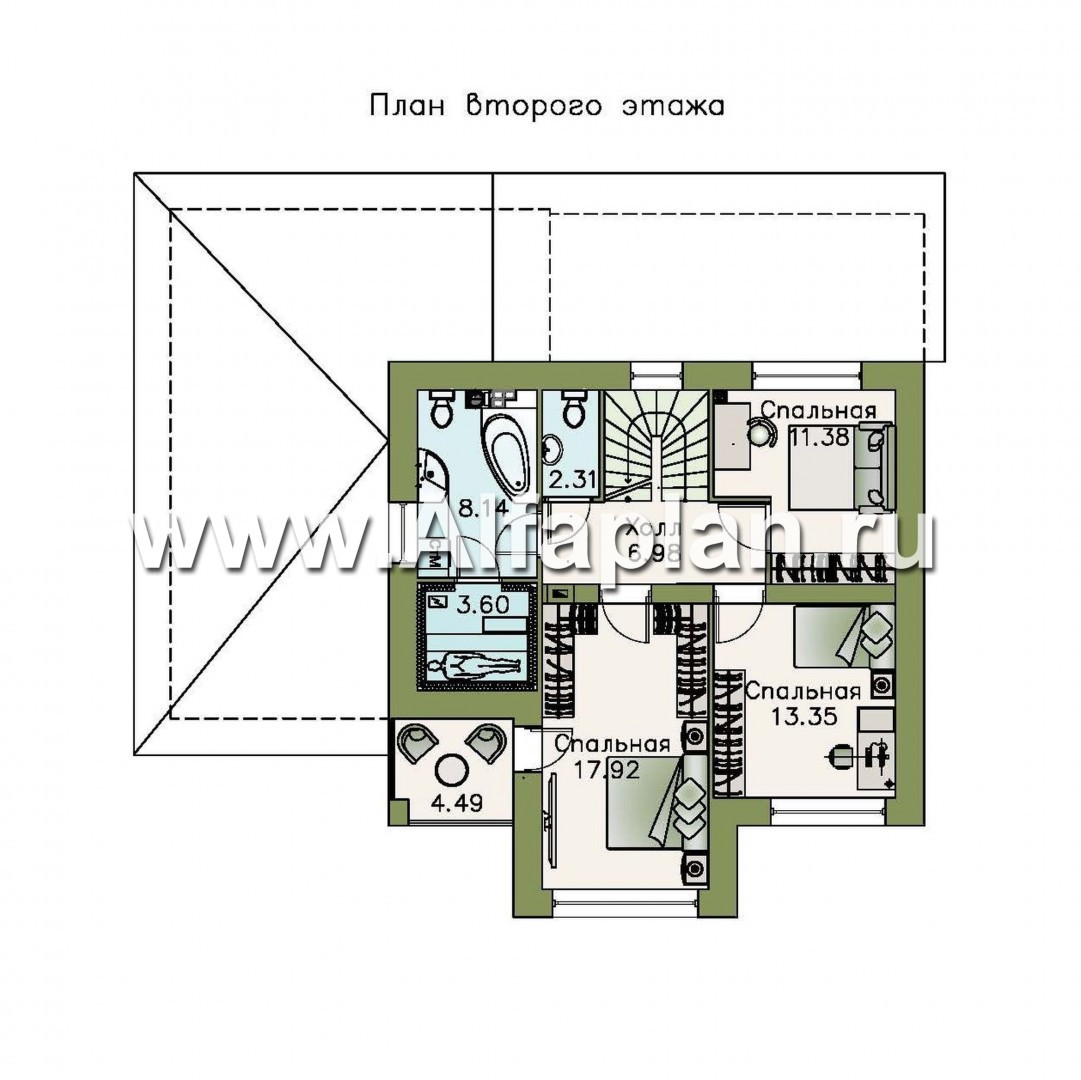 Проекты домов Альфаплан - «Рефлекс» - современный комфортабельный дом с гаражом - план проекта №2