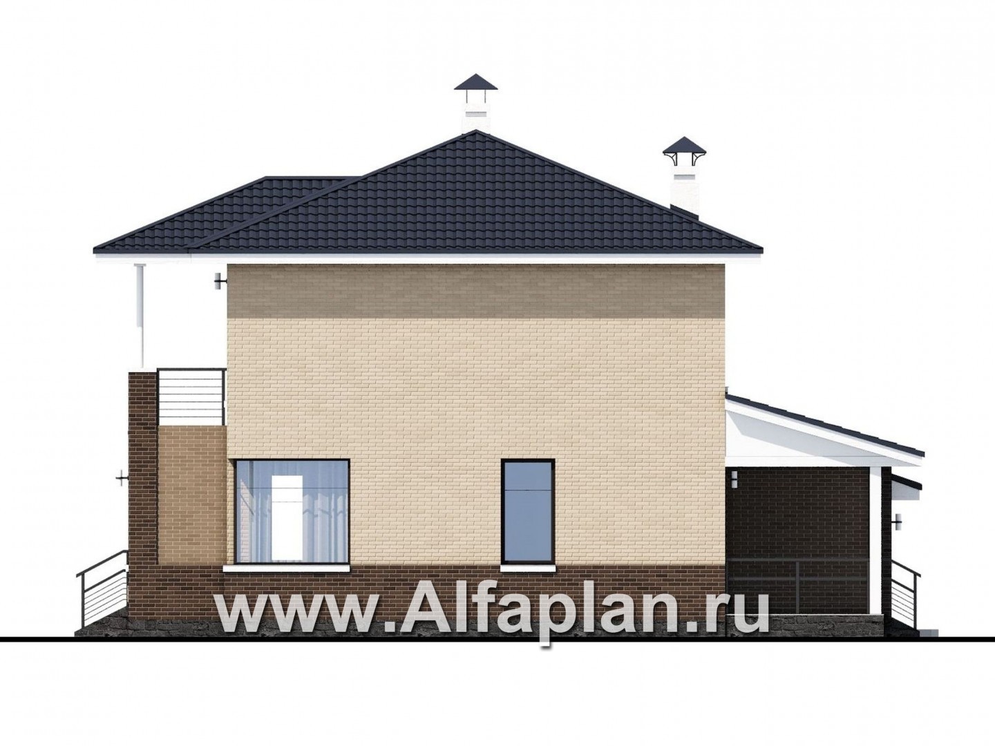 Проекты домов Альфаплан - «Рефлекс» - современный комфортабельный дом с гаражом и террасой - изображение фасада №4