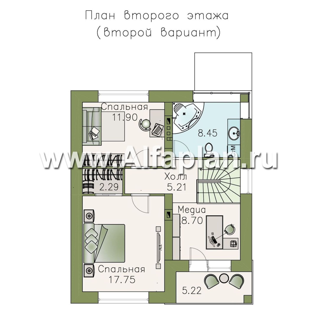 Проекты домов Альфаплан - Кирпичный дом «Серебро» для небольшой семьи - план проекта №3