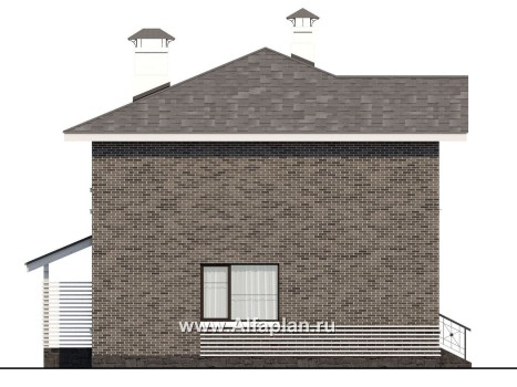 Проект двухэтажного дома из кирпича «Серебро», с террасой,  для небольшой семьи - превью фасада дома