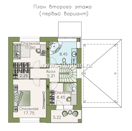 Проекты домов Альфаплан - Кирпичный дом «Серебро» с навесом для машины - превью плана проекта №2