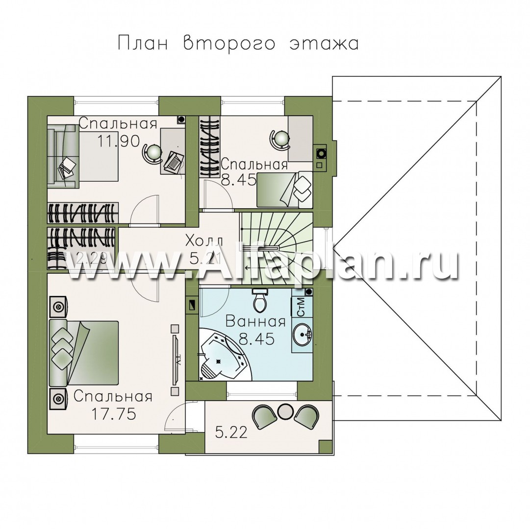 Проекты домов Альфаплан - «Серебро» - современный экономичный дом с гаражом - план проекта №2