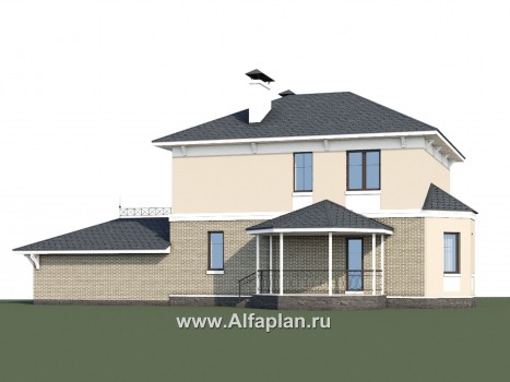 Проекты домов Альфаплан - «Классика» - двухэтажный особняк с эркером и гаражом на два автомобиля - превью дополнительного изображения №1