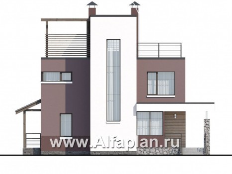 Проекты домов Альфаплан - «Динамика» - компактный дом с эксплуатируемой кровлей - превью фасада №1