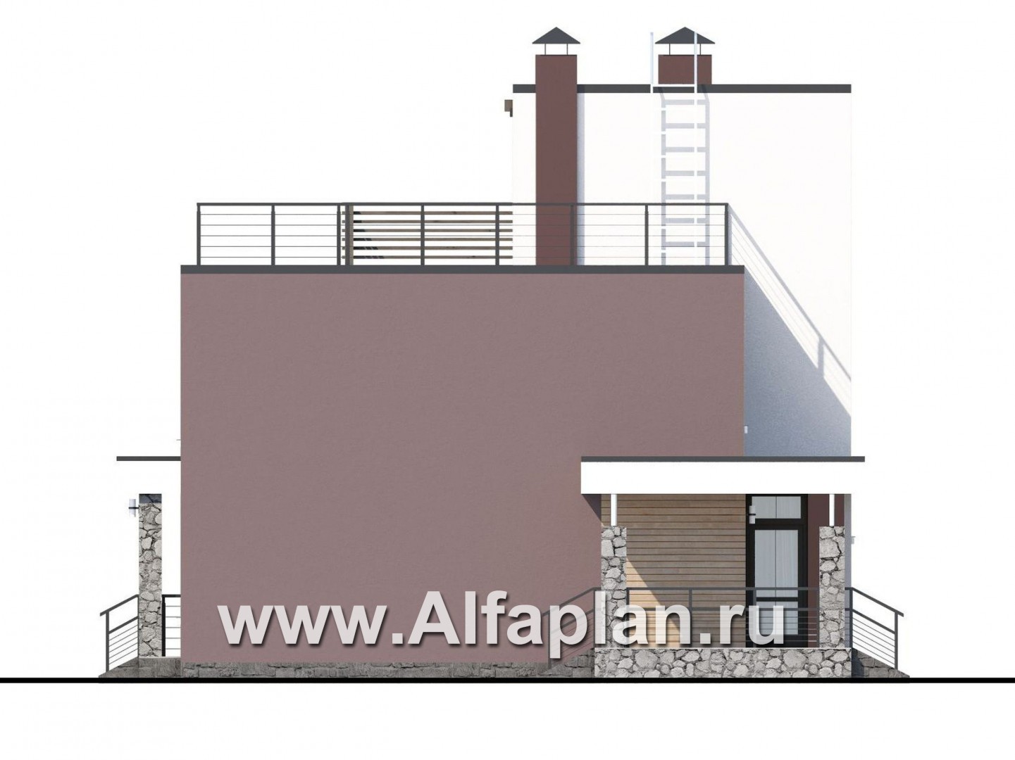 Проекты домов Альфаплан - «Динамика» - компактный дом с эксплуатируемой кровлей - изображение фасада №2