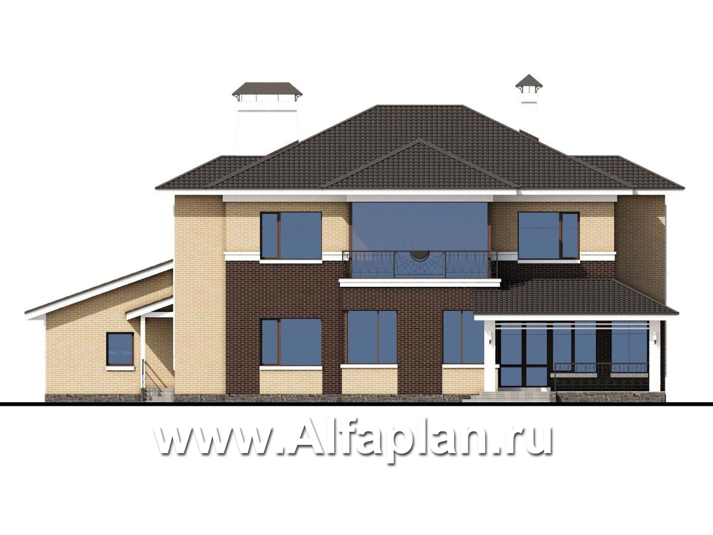 Проекты домов Альфаплан - Вилла «Эдельвейс» — современный комфортабельный особняк - изображение фасада №4