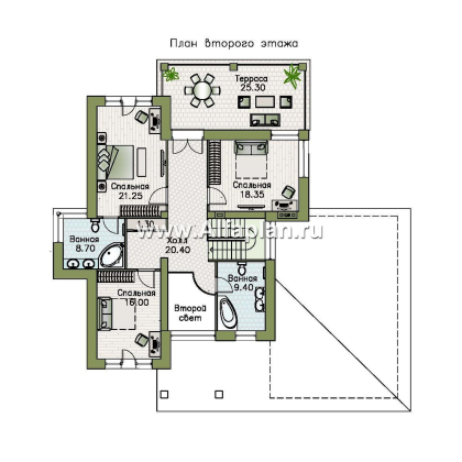 Проекты домов Альфаплан - «Монтекки» - двухэтажный коттедж с гаражом на две машины - превью плана проекта №2