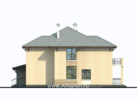 Проекты домов Альфаплан - «Монтекки» - двухэтажный коттедж с гаражом на две машины - превью фасада №2