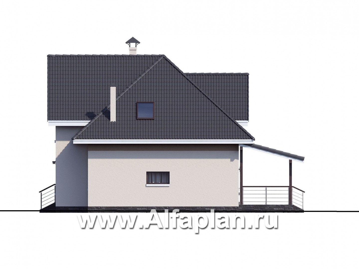 Проекты домов Альфаплан - «Кассиопея» - мансардный дом с шестью спальнями - изображение фасада №1