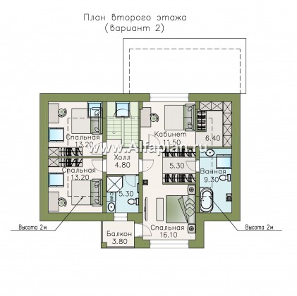 Проекты домов Альфаплан - «Кассиопея» - мансардный дом с шестью спальнями - превью плана проекта №3