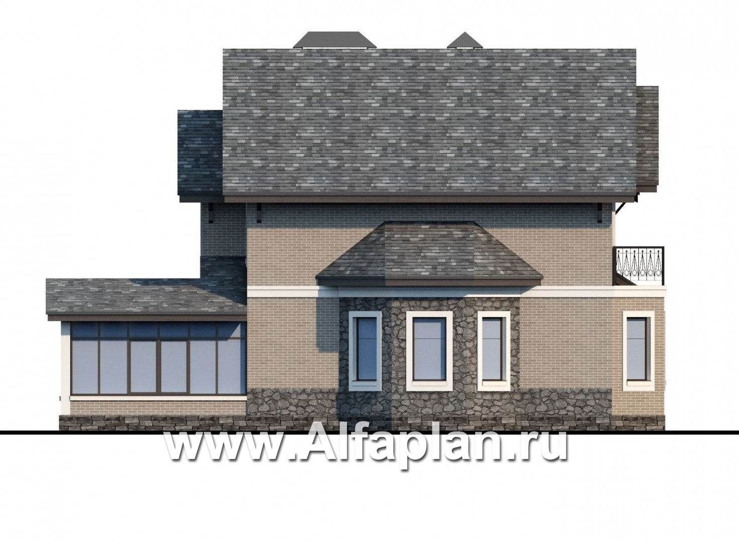 Проекты домов Альфаплан - «Бригантина» - коттедж с компактным планом и гаражом - изображение фасада №3