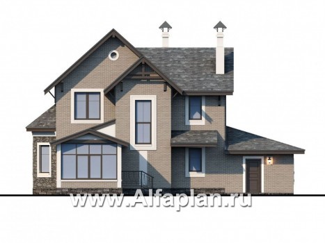 Проекты домов Альфаплан - «Бригантина» - коттедж с компактным планом и гаражом - превью фасада №4