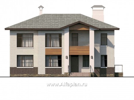 «Высшая лига» - проект двухэтажного дома, планировка с 2-я спальнями на 1эт, с балконом - превью фасада дома