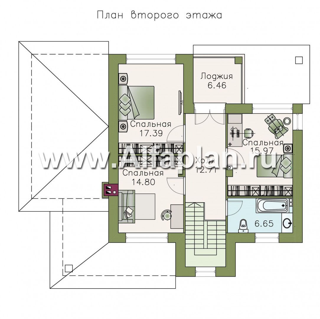 Проекты домов Альфаплан - «Фортуна» - коттедж с удобной планировкой - план проекта №2