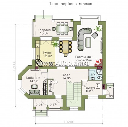 Проекты домов Альфаплан - «Агент 007» - современный компактный коттедж - превью плана проекта №1