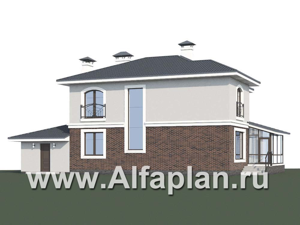 Проекты домов Альфаплан - Респектабельный коттедж с гаражом и верандой - дополнительное изображение №1