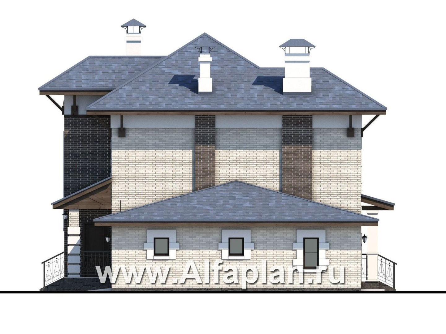 Проекты домов Альфаплан - «Виконт»- двухэтажный дом с гаражом и отличной планировкой - изображение фасада №2