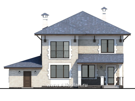 Проекты домов Альфаплан - «Виконт»- двухэтажный дом с гаражом и отличной планировкой - превью фасада №4