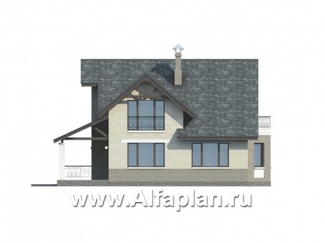 Проекты домов Альфаплан - «Бавария» - шале с комфортной планировкой - превью фасада №3