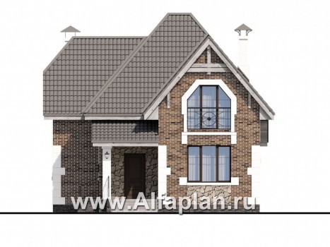 Проекты домов Альфаплан - «Причал» - романтический коттедж из кирпичей с  удобным планом - превью фасада №1