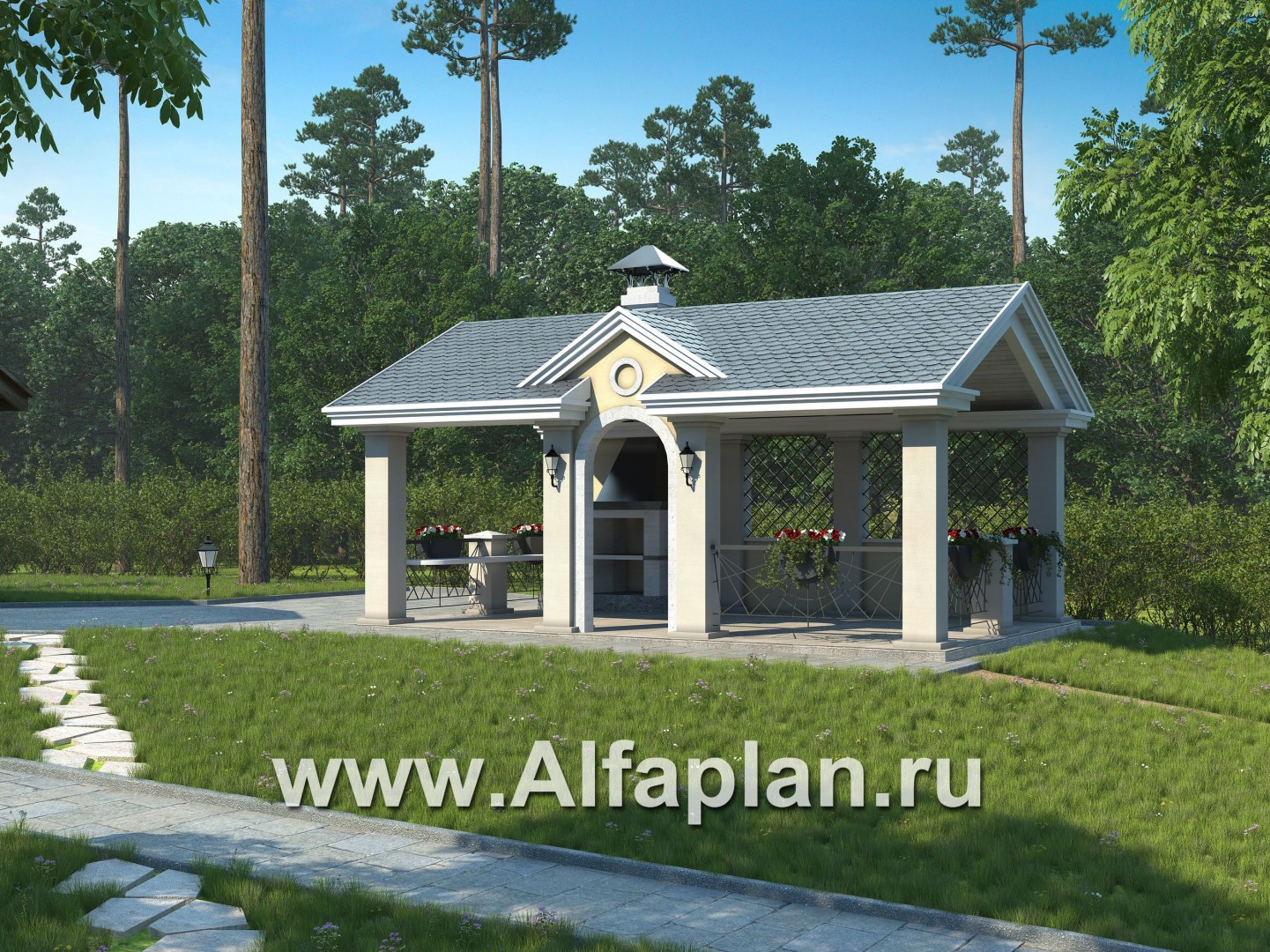 Проекты домов Альфаплан - Беседка-павильон с камином - основное изображение