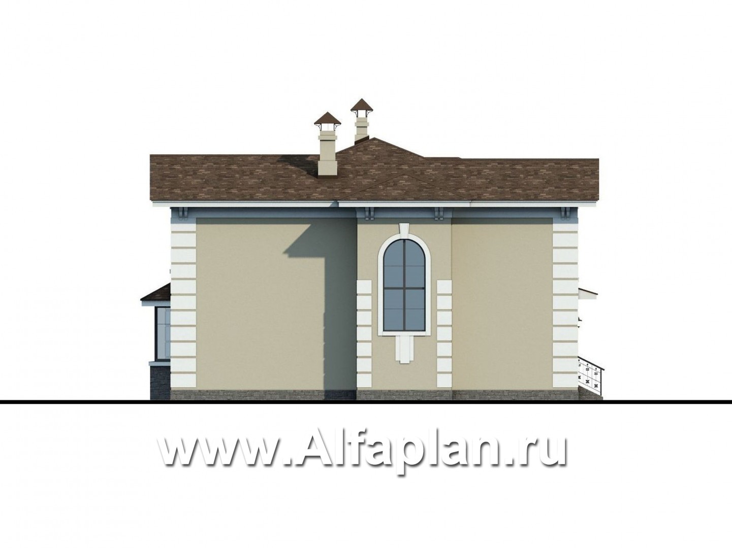 Проекты домов Альфаплан - «Репутация»-проект двухэтажного дома из газобетона, планировка с эркером и с террасой, таунхаус в английском стиле - изображение фасада №3